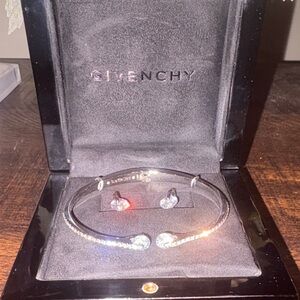 Givenchy Silver and Crystal Earring Bracelet Set